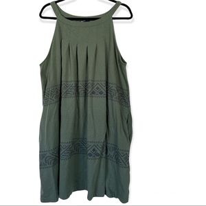 GAP Embroidered Olive Green Sleeveless Swing Dress Plus Size XXL